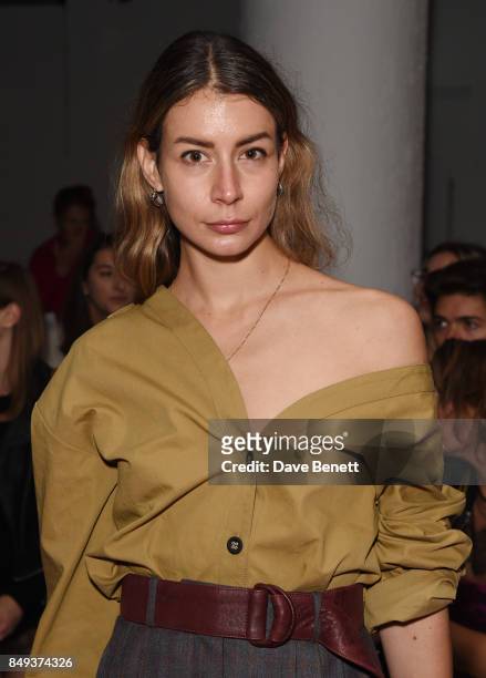 Irina Lakicevic attends the Emilio De La Morena SS18 Catwalk Show at BFC Show Space on September 19, 2017 in London, England.