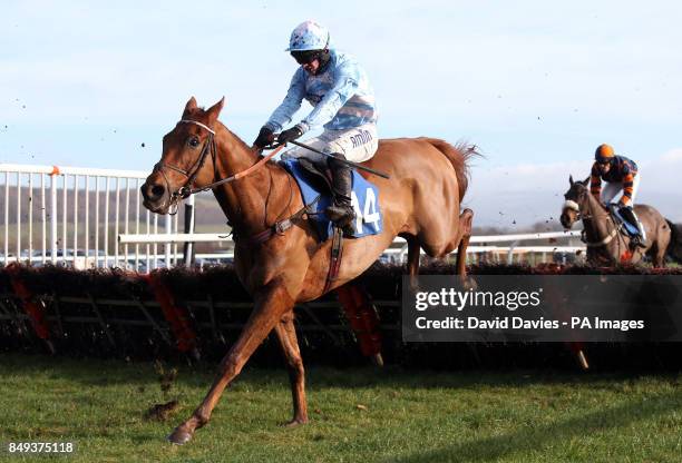 Tiqris ridden by Tom O'Brien in the Jenny Appleton & Family Maiden Hurdle at Ludlow