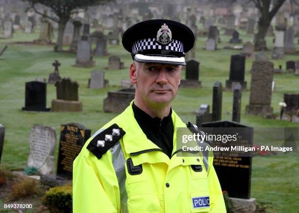 Chief Inspector Kenny Macleod speaks to the media at Old Monkland Cemetery in Coatbridge, where police finished an exhumation of a gravesite in the...