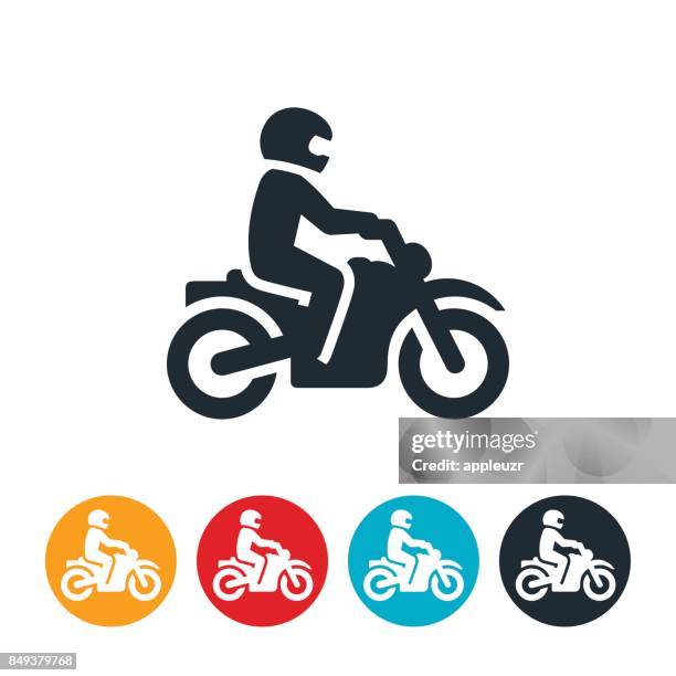 person reiten eine motorrad-symbol - motorcycle rider stock-grafiken, -clipart, -cartoons und -symbole