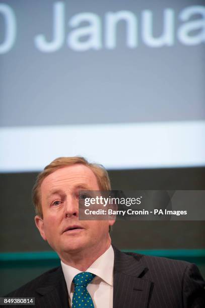 Taoiseach Enda Kenny during a press conference at Dublin Castle after the visit of the College of Commissioners as Ireland begins its EU Presidency.