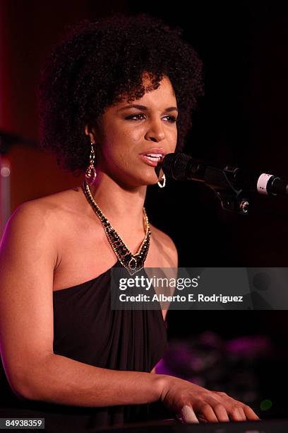 Singer Laura Izibor performs during the 4th annual "Oscar Wilde: Honoring The Irish In Film" awards held at The Ebell Club of Los Angeles on February...