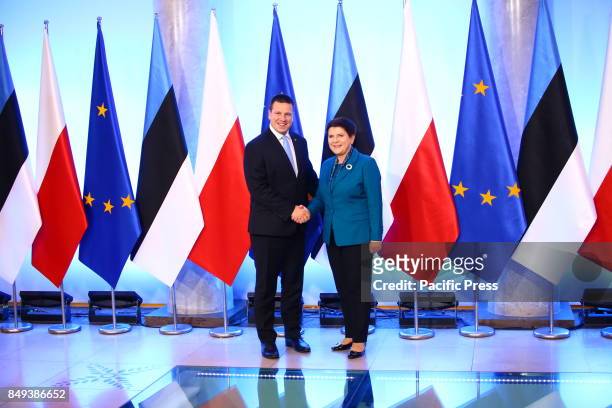 Prime Minister of Estland Jüri Ratas welcomed by Prime Minister Beata Szydlo for official visit in Warsaw.