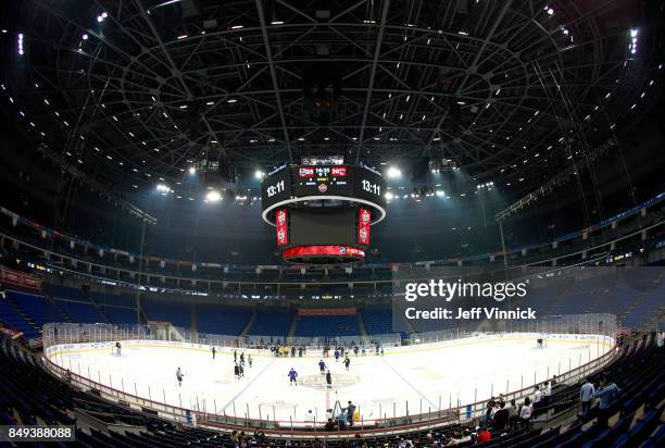 The Los Angeles Kings Jonathan practice at Mercedes-Benz Arena September 19, 2017 in Shanghai, China. The Vancouver Canucks and LA Kings will play...