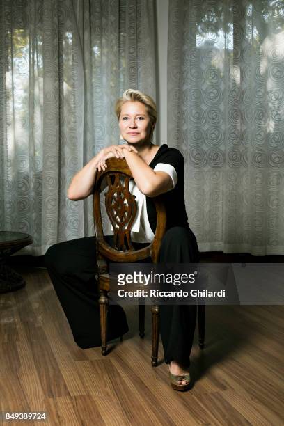 Actress Trine Dyrholm is photographed for Self Assignment on August 30, 2017 in Venice, Italy. .