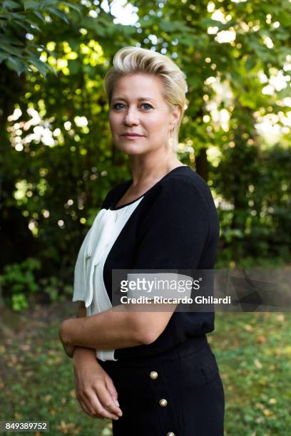 Actress Trine Dyrholm is photographed for Self Assignment on August 30, 2017 in Venice, Italy. .