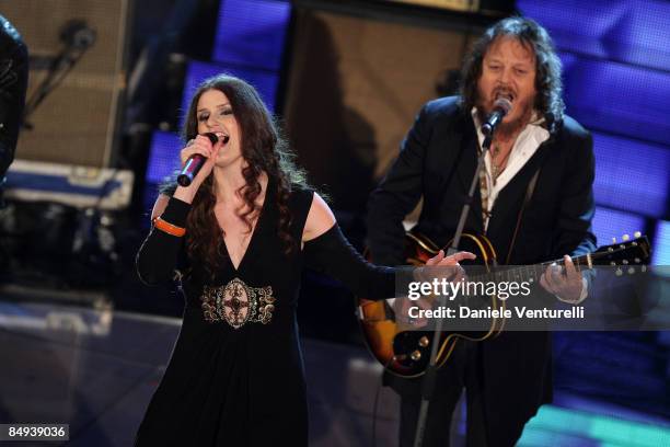 Irene Fornaciari and Zucchero attend the third evening of the 59th San Remo Song Festival at Ariston Theatre on February 19, 2009 in San Remo, Italy.