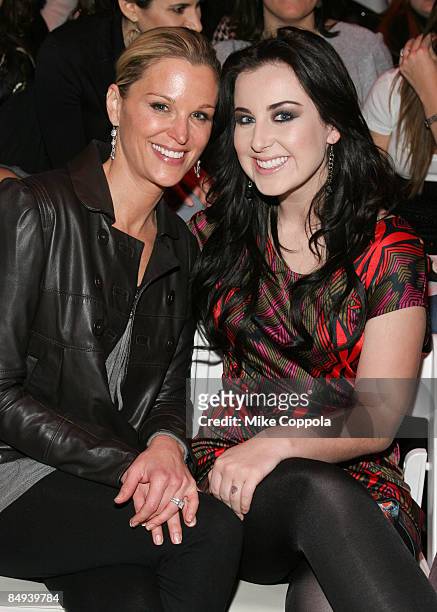 Juliet Huddy and Carly Smithson attends Custo Barcelona Fall 2009 during Mercedes-Benz Fashion Week at The Promenade in Bryant Park on February 19,...