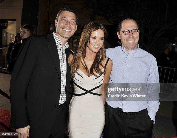 Producer Peter Jaysen , actress Danneel Harris and producer Charles Weinstock pose at the premiere of Screen Gems' "Fired Up" at the Pacific Culver...