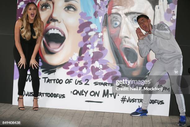 Charlotte Crosby and Stephen Bear at the 'Just Tattoo Of Us: Can You Deal With The Reveal' pop-up tattoo parlour on September 19, 2017 in London,...