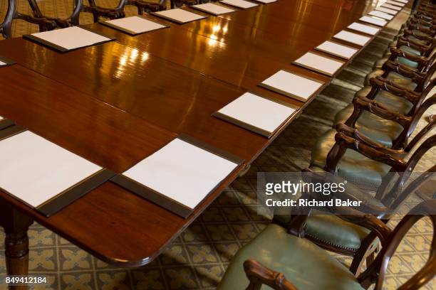 The long meeting table in the Locarno Room at the Foreign and Commonwealth Office , on 17th September 2017, in Whitehall, London, England. In 1925...