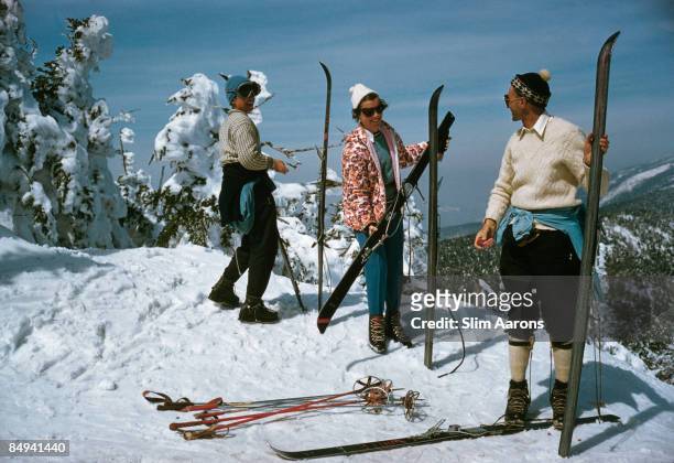 Skiing at Sugarbush, a mountain resort in Vermont, April 1960.