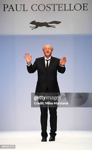 Paul Costelloe walks the runway at the Paul Costelloe show at London Fashion Week Autumn/Winter 2009 at Natural History Museum on February 20, 2009...