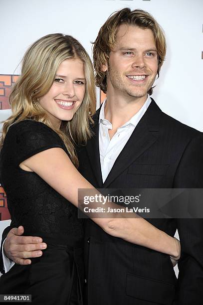 Actress Sarah Wright and actor Eric Christian Olsen attend the premiere of "Fired Up" at Pacific Culver Theatre on February 19, 2009 in Culver City,...