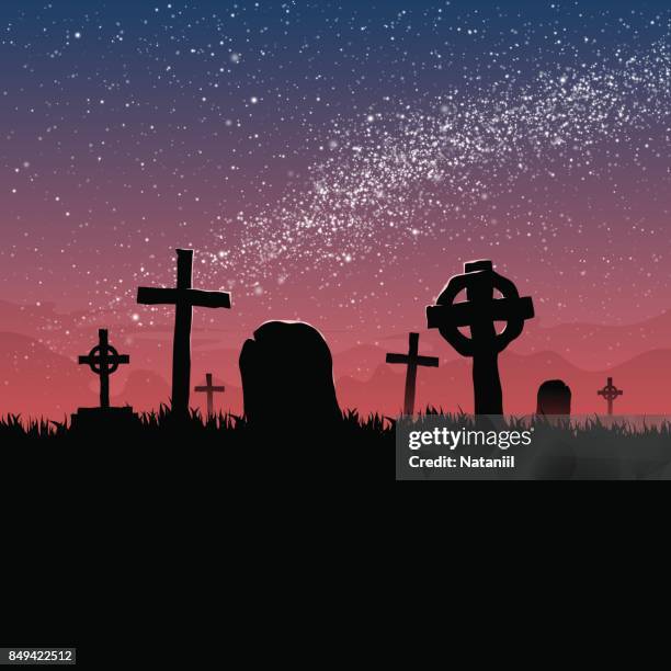 graveyard - cemetery stock illustrations