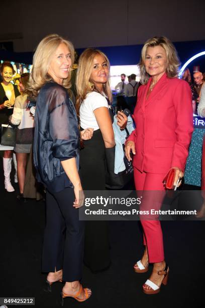 Cari Lapique , Begona Garcia Vaquero and Mar Garcia Vaquero are seen during Mercedes-Benz Fashion Week Madrid Spring/Summer 2018 at Ifema on...