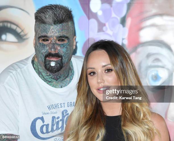 Charlotte Crosby attends a photocall for 'Just Tattoo Of Us: Can You Deal With The Reveal?' pop-up tattoo parlour on September 19, 2017 in London,...