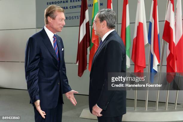 His Royal Highness Grand Duke Henri of Luxembourg meets with ECB President Mario Draghi on September 19, 2017 in Frankfurt am Main, Germany.