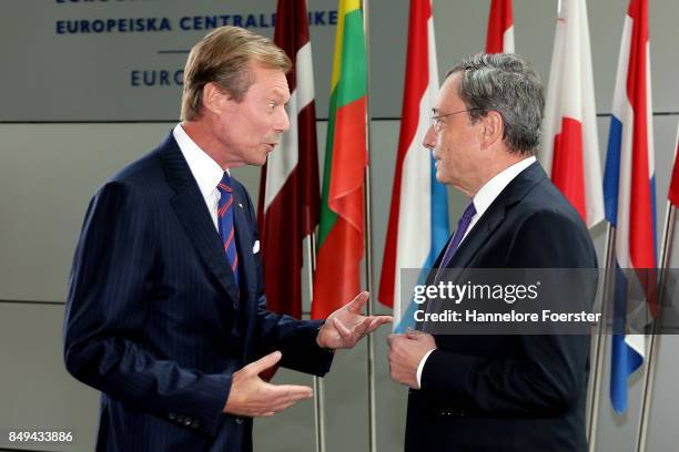 His Royal Highness Grand Duke Henri of Luxembourg meets with ECB President Mario Draghi on September 19, 2017 in Frankfurt am Main, Germany.