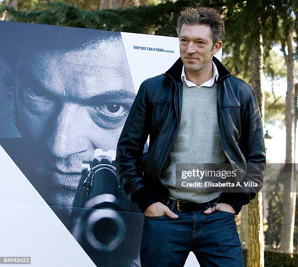 Actor Vincent Cassel attends a photocall for the movie "Death Instinct" Part 1 on February 20, 2009 in Rome, Italy.This is the first part of a movie...