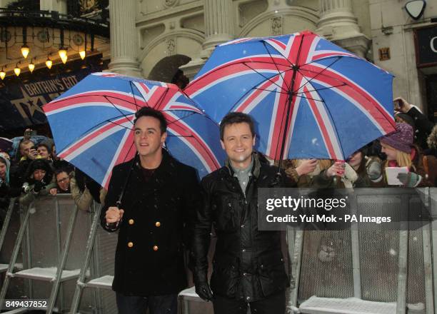 Ant & Dec arriving for Britain's Got Talent 2013 Judges Auditions Tour, at The London Palladium in central London.