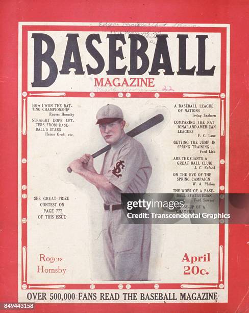 Baseball Magazine features a portrait of baseball player Rogers Hornsby