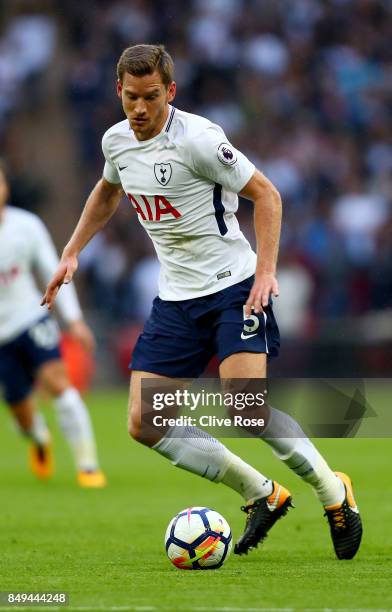 Jan Vertonghen of Tottenham Hotspur during the Premier League match between Tottenham Hotspur and Swansea City at Wembley Stadium on September 16,...