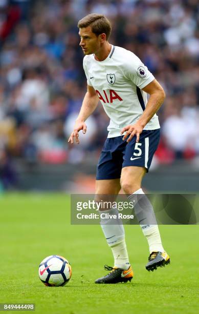 Jan Vertonghen of Tottenham Hotspur during the Premier League match between Tottenham Hotspur and Swansea City at Wembley Stadium on September 16,...