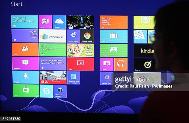 View of Windows 8 in use, a version of the Microsoft Windows operating system,