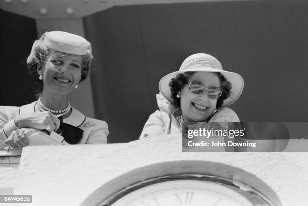 Queen Elizabeth II and Princess Michael of Kent enjoying a spectacle, 5th June 1980.