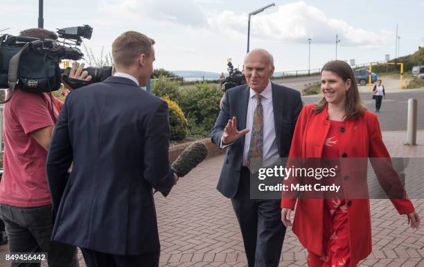 Liberal Democrat deputy leader Jo Swinson and party leader, Vince Cable arrive for his leader's speech on September 19, 2017 in Bournemouth, England....