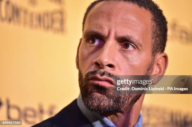 Rio Ferdinand during the press conference at York Hall, London.