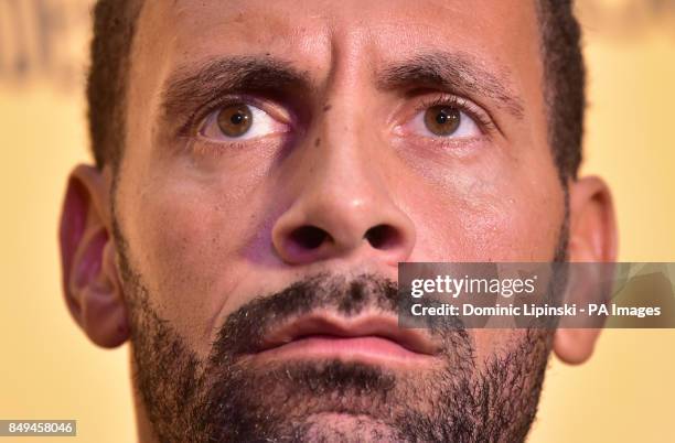 Rio Ferdinand during the press conference at York Hall, London.