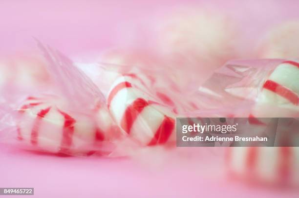 close-up of wrapped pepermint candies - food covered stock pictures, royalty-free photos & images