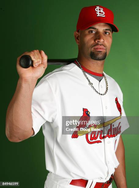 Albert Pujols of the St. Louis Cardinals during photo day at Roger Dean Stadium on February 20, 2009 in Jupiter, Florida.