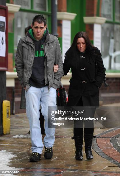 Barri White arrives with an unidenitified woman at Luton Crown Court where he is due to give evidence at the trial of Shahidul Ahmed, who is accused...