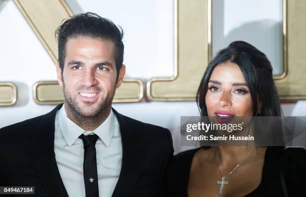 Cesc Fabregas, Daniella Semaan attend the 'Kingsman: The Golden Circle' World Premiere held at Odeon Leicester Square on September 18, 2017 in...