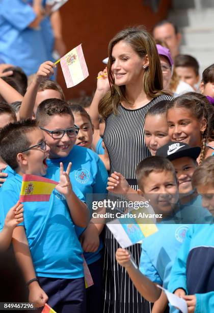 Queen Letizia of Spain attends the opening of the 2017-2018 scholarship course at 'San Matias' School Centre on September 19, 2017 in Santa Cruz de...