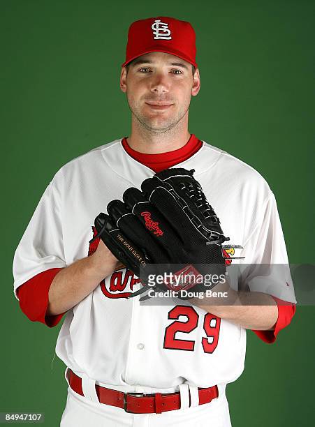 Pitcher Chris Carpenter of the St. Louis Cardinals poses during photo day at Roger Dean Stadium on February 20, 2009 in Jupiter, Florida.