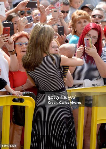 Queen Letizia of Spain attends the opening of the 2017-2018 scholarship courseat 'San Matias' School Centre on September 19, 2017 in Santa Cruz de...