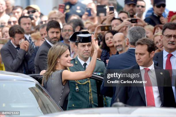 Queen Letizia of Spain attends the opening of the 2017-2018 scholarship courseat 'San Matias' School Centre on September 19, 2017 in Santa Cruz de...