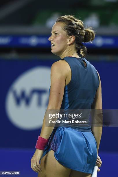 Babora Strycova of Czech Republic looks dejected in her match against Magdalena Rybarikova of Slovakia during day two of the Toray Pan Pacific Open...