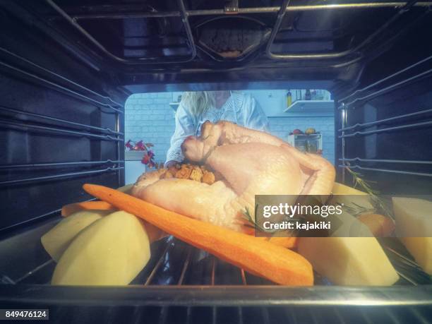 preparing turkey for thanksgiving dinner - raw emotion stock pictures, royalty-free photos & images