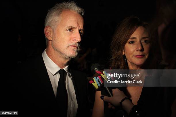 Actor John Slattery and Talia Balsam attend Nanette Lepore Fall 2009 during Mercedes-Benz Fashion Week at The Promenade in Bryant Park on February...