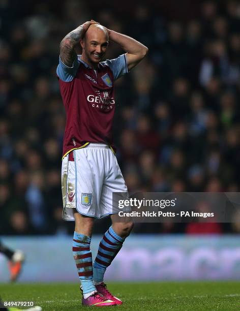 Aston Villa's Stephen Ireland stands dejected