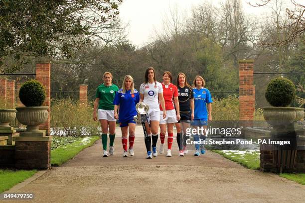 Fiona Coughlan of Ireland, Marie Alice Yahe of France, Sarah Hunter of England, Rachel Taylor of Wales Susie Brown of Scotland and Silvia Gaudino of...