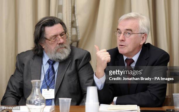 Actor Ricky Tomlinson and MP John McDonnell at a press conference to raise awareness for the campaign for justice for the Shrewsbury Twenty Four,...
