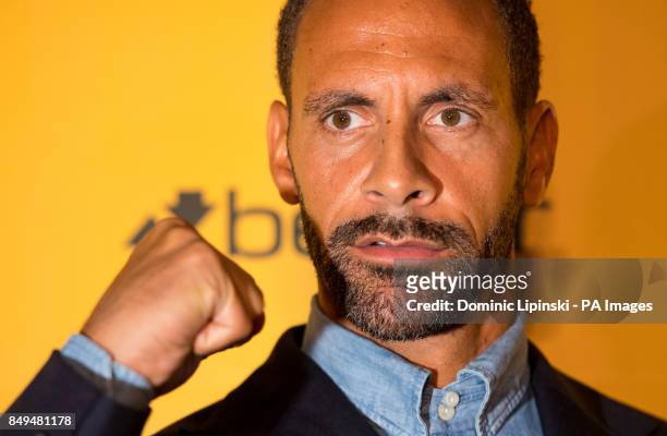 Rio Ferdinand speaks during the press conference at York Hall, London.