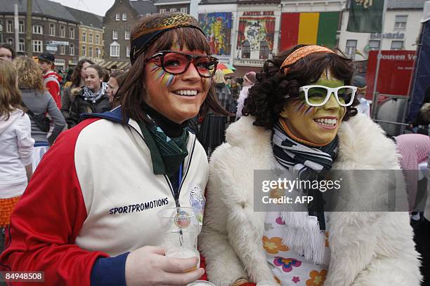 Dressed schoolchildren celebrate Carnival nearby the train station in Roermond on February 20, 2009. Dutch Carnival is most celebrated in Catholic...
