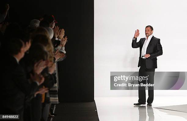 Designer Ralph Rucci on the runway at the Chado Ralph Rucci Fall 2009 fashion show during Mercedes-Benz Fashion Week in the Tent at Bryant Park on...